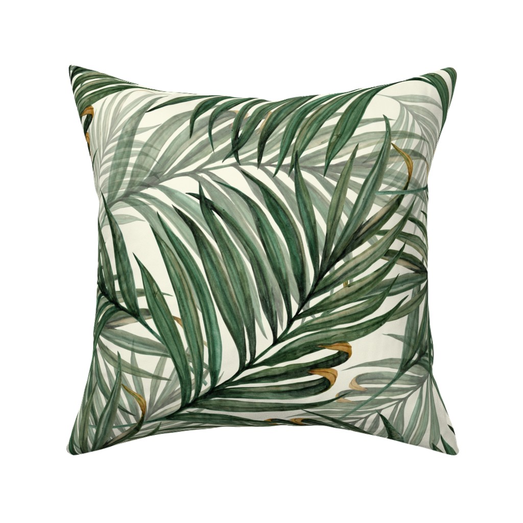 Palm Leaves King Pineapple Pillow, Woven, Black, 16x16, Single Sided, Green, Classic Green