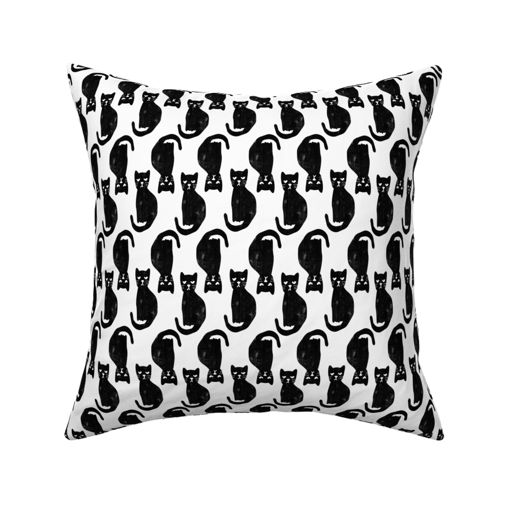 Black Cat Pillow, Woven, Black, 16x16, Single Sided, Black, Black