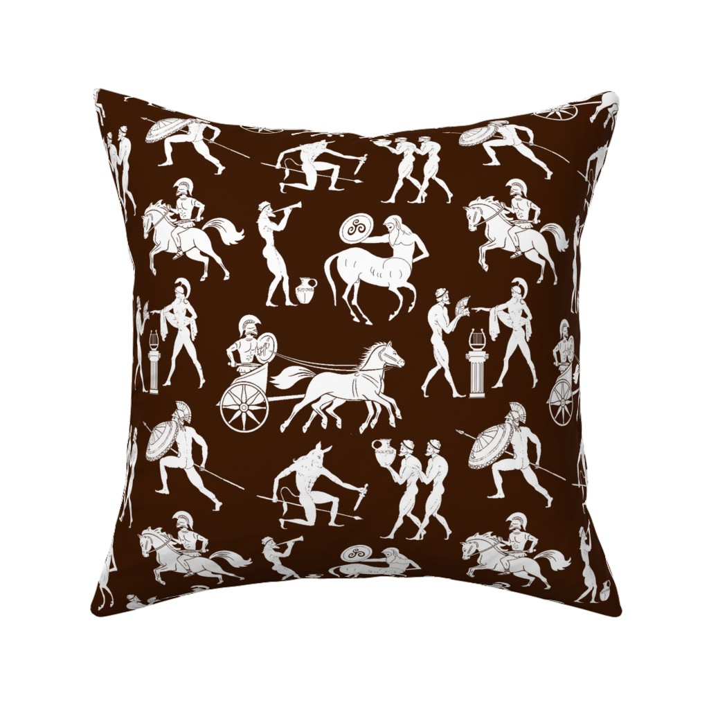 Greek Figures Pillow, Woven, Black, 16x16, Single Sided, Brown, Cocoa