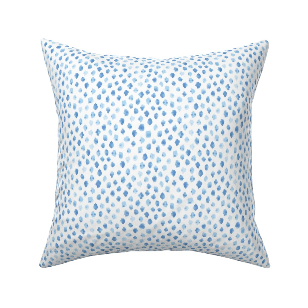 Blue Spots on White Pillow, Woven, Black, 16x16, Single Sided, Blue, True Blue