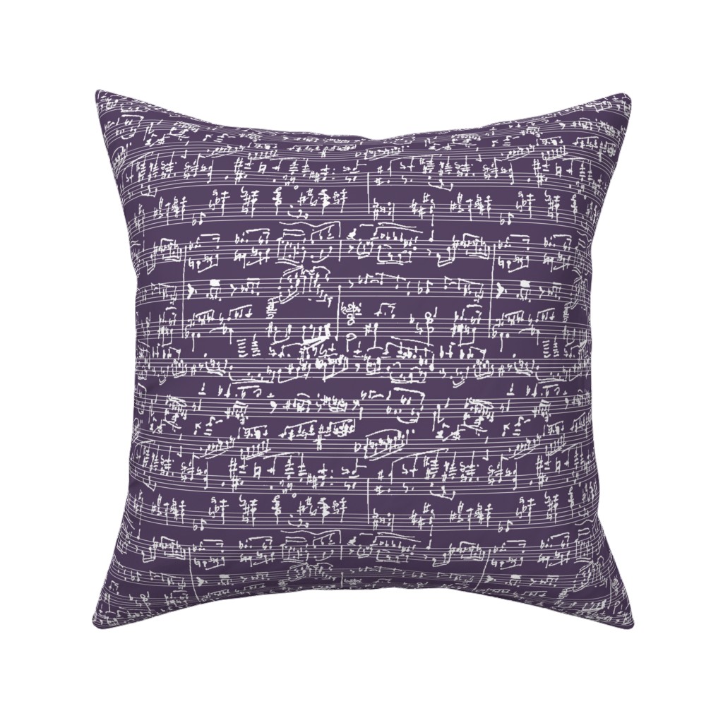 Handwritten Sheet Music Pillow, Woven, Black, 16x16, Single Sided, Purple, Verbena