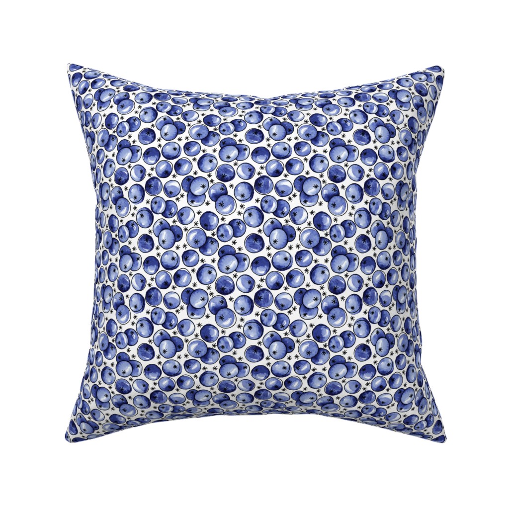 Watercolor Blueberries Pillow, Woven, Black, 16x16, Single Sided, Blue