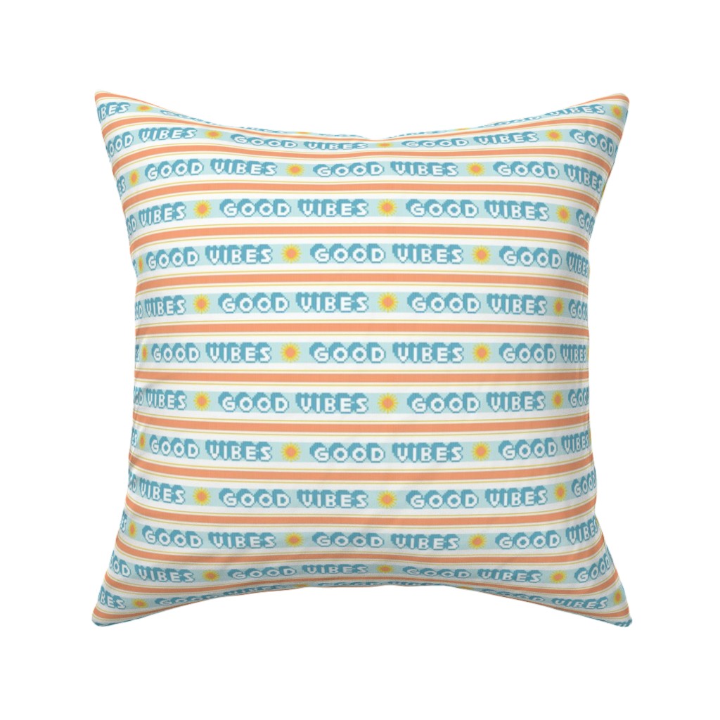 Good Vibes Vintage Typography Pillow, Woven, Black, 16x16, Single Sided, Orange