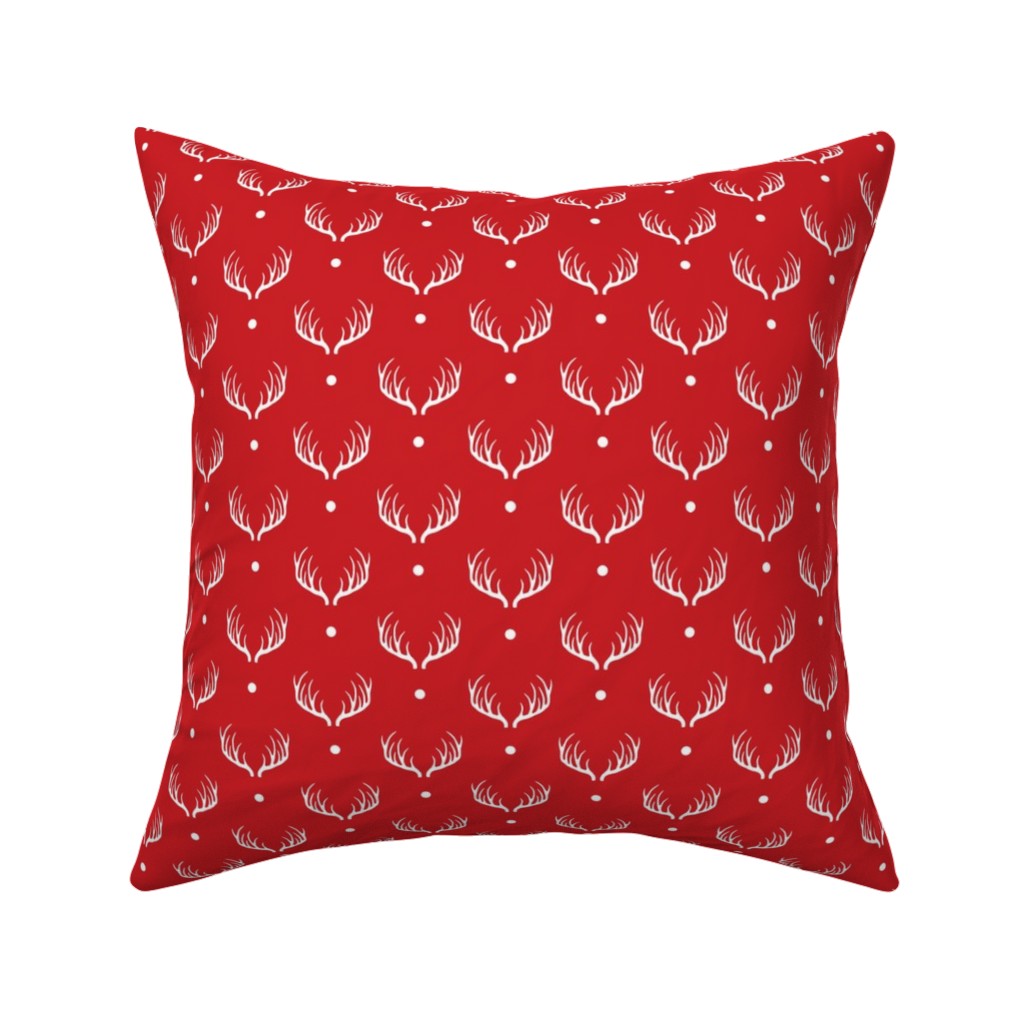 Reindeer Minimalism - Red Pillow, Woven, Black, 16x16, Single Sided, Red
