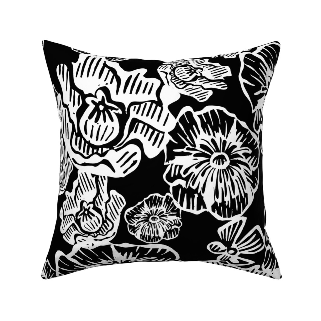 Poppy Arty Pillow, Woven, Black, 16x16, Single Sided, Black, Black