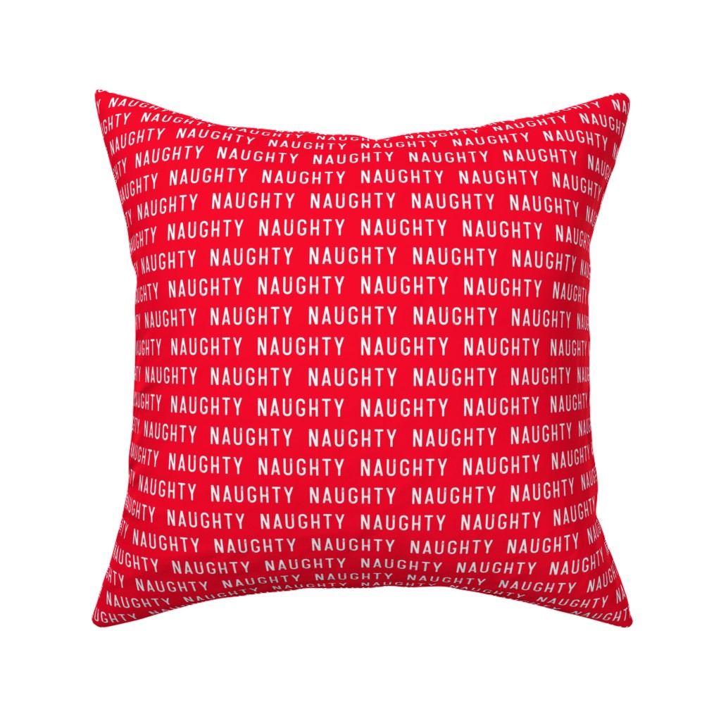 Naughty - Red Pillow, Woven, Black, 16x16, Single Sided, Red