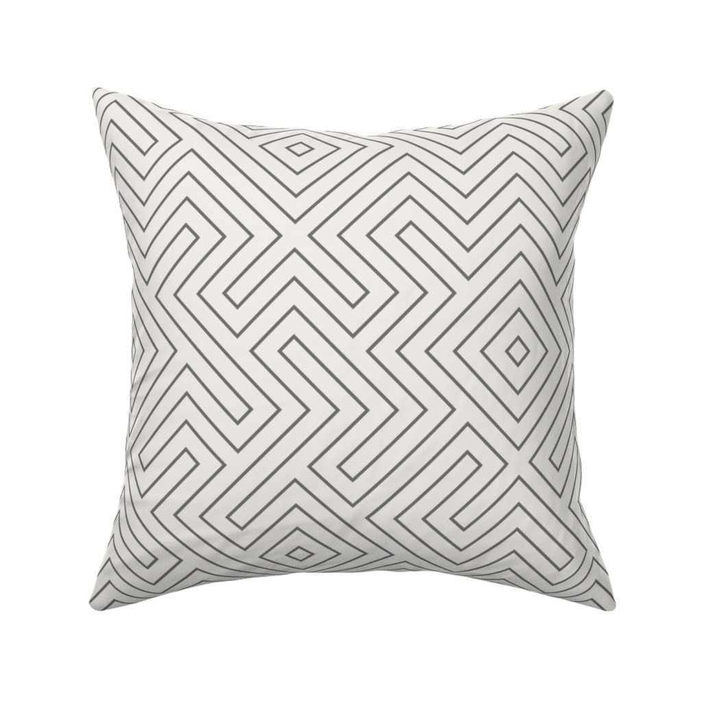 Tribal Maze - Cement on Cream Pillow, Woven, Black, 16x16, Single Sided, Gray, Gray