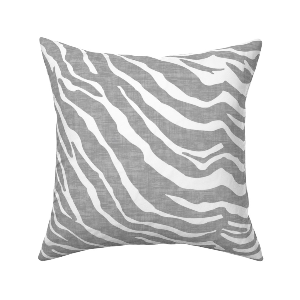 Zebra Texture - Gray Pillow, Woven, Black, 16x16, Single Sided, Gray
