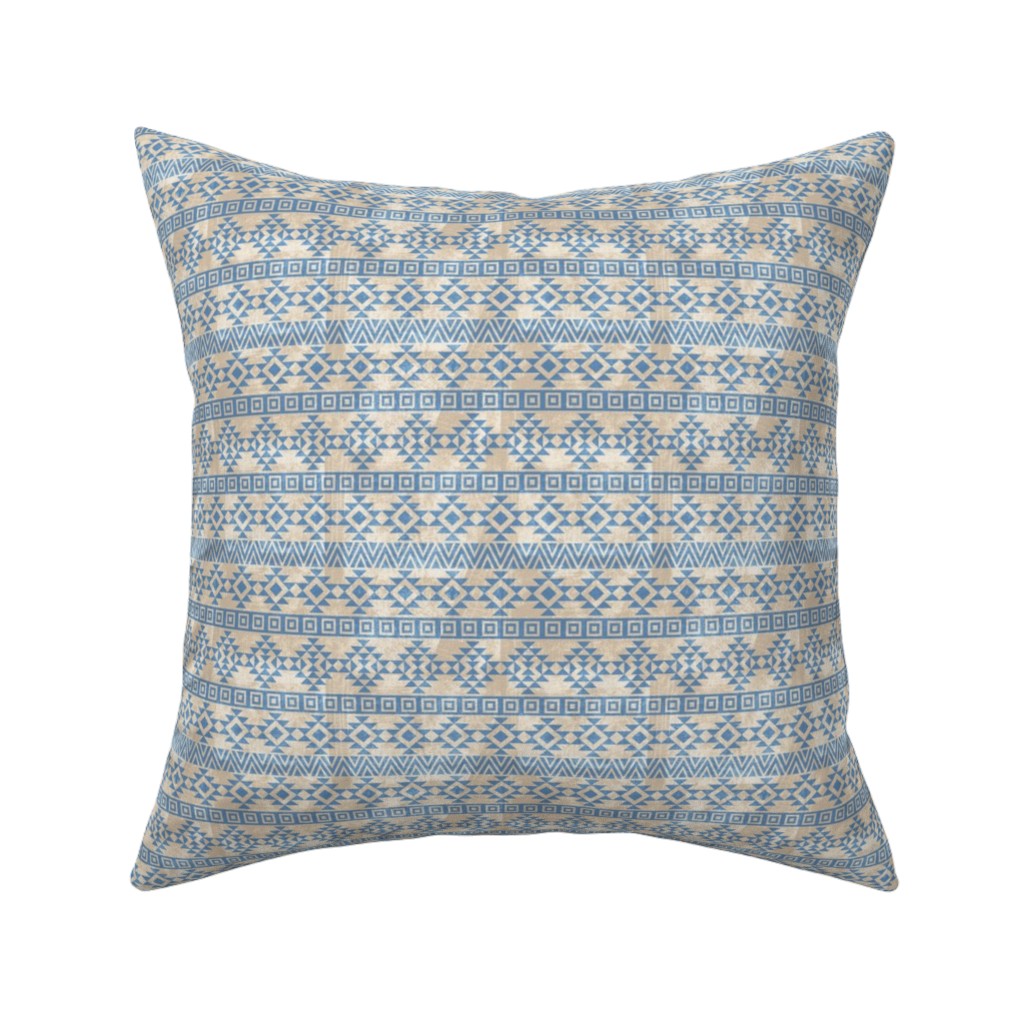 Modern Desert - Geometric Pillow, Woven, Black, 16x16, Single Sided, Blue