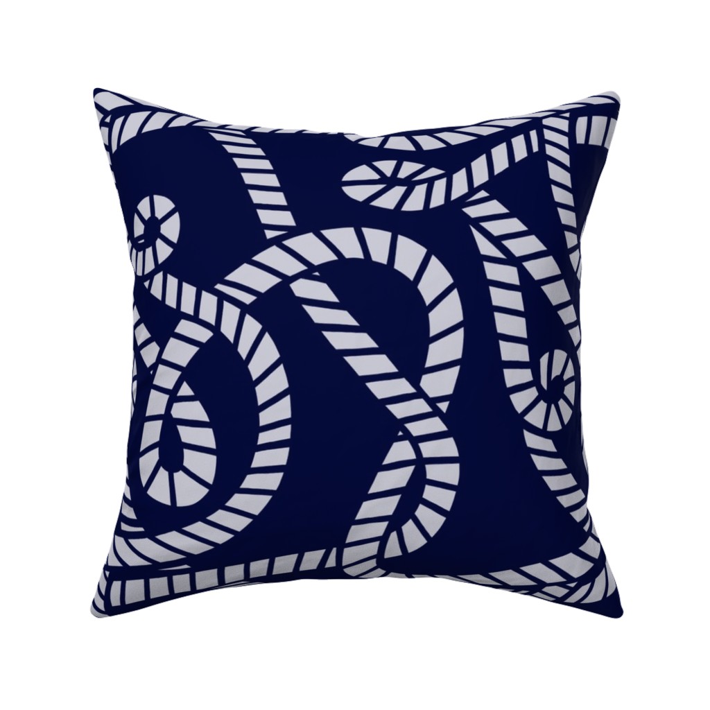 Nautical Rope on Navy Pillow, Woven, Black, 16x16, Single Sided, Blue
