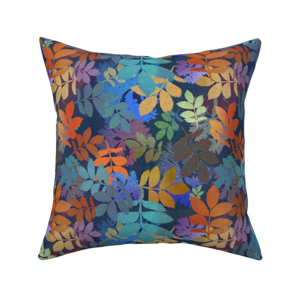 Leaves Falling - Multi Pillow, Woven, Black, 16x16, Single Sided, Multicolor