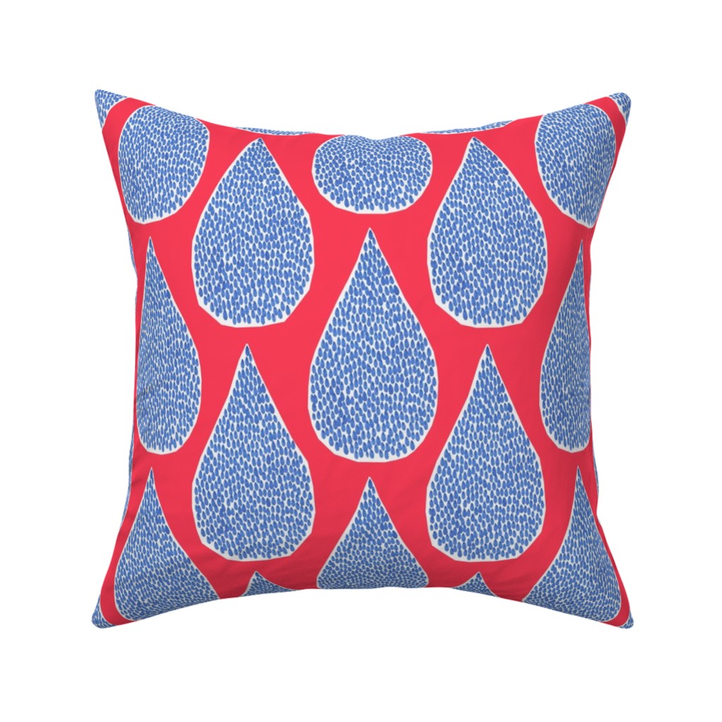 April Showers Rain Drops - Red Pillow, Woven, Black, 16x16, Single Sided, Red