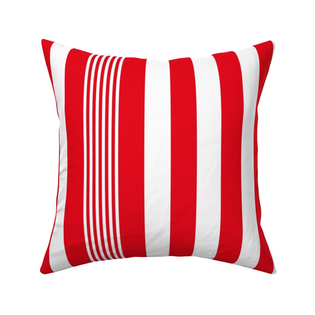 Turkish Stripes Vertical- Canada Day - Red and White Pillow, Woven, Black, 16x16, Single Sided, Red, Red