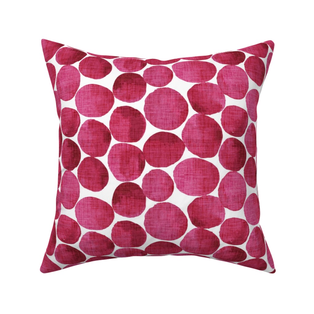 Watercolor Textured Dots - Red Pillow, Woven, Black, 16x16, Single Sided, Red, Red