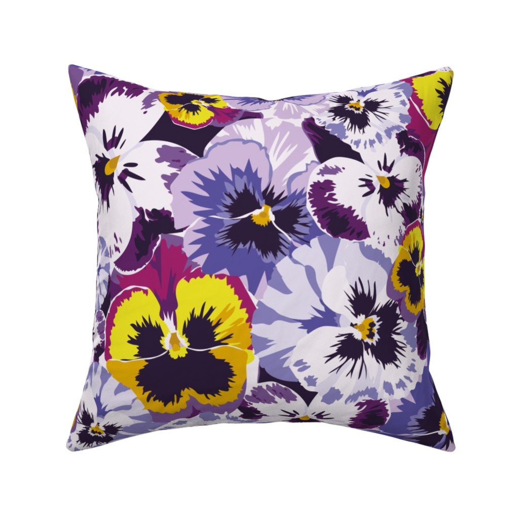Pansy By Numbers - Purple Pillow, Woven, Black, 16x16, Single Sided, Purple