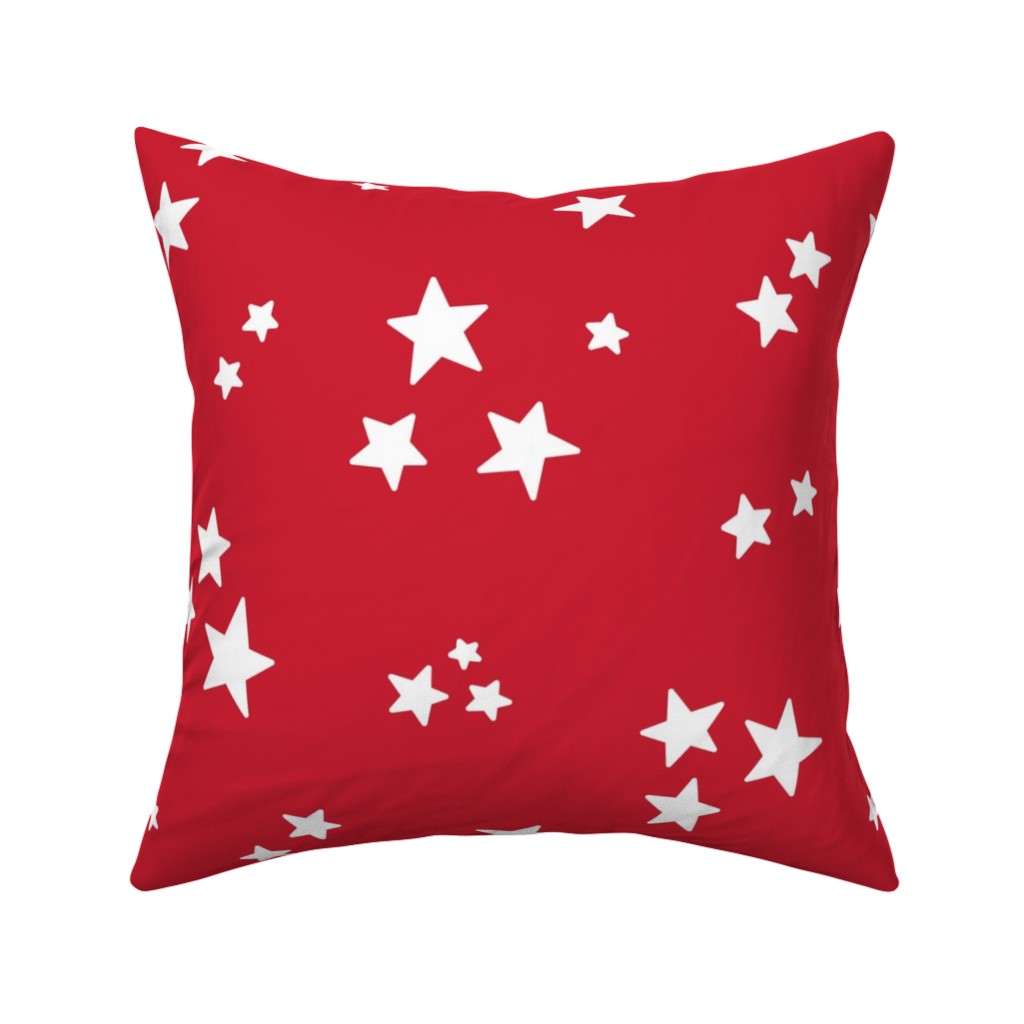 Stars Pillow, Woven, Black, 16x16, Single Sided, Red, Cherry