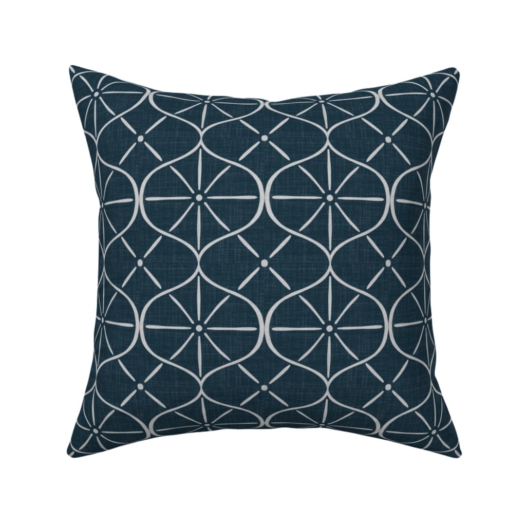 Ovalesque - Blue Pillow, Woven, Black, 16x16, Single Sided, Blue