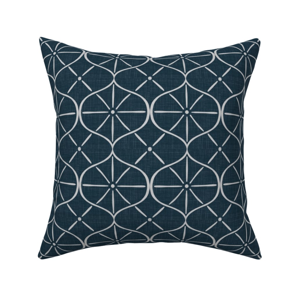 Ovalesque - Blue Pillow, Woven, Black, 16x16, Single Sided, Blue, True Blue
