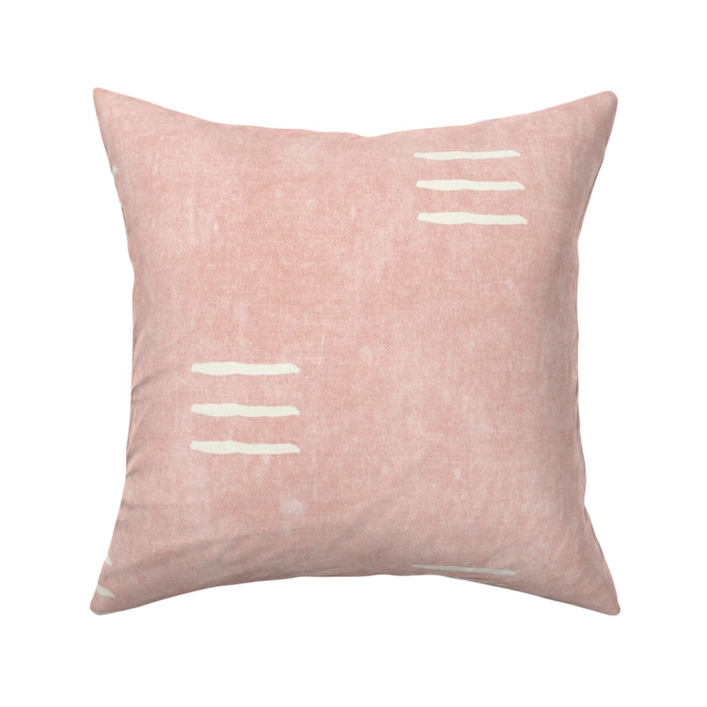 Triple Dash Mudcloth Pillow, Woven, Black, 16x16, Single Sided, Pink