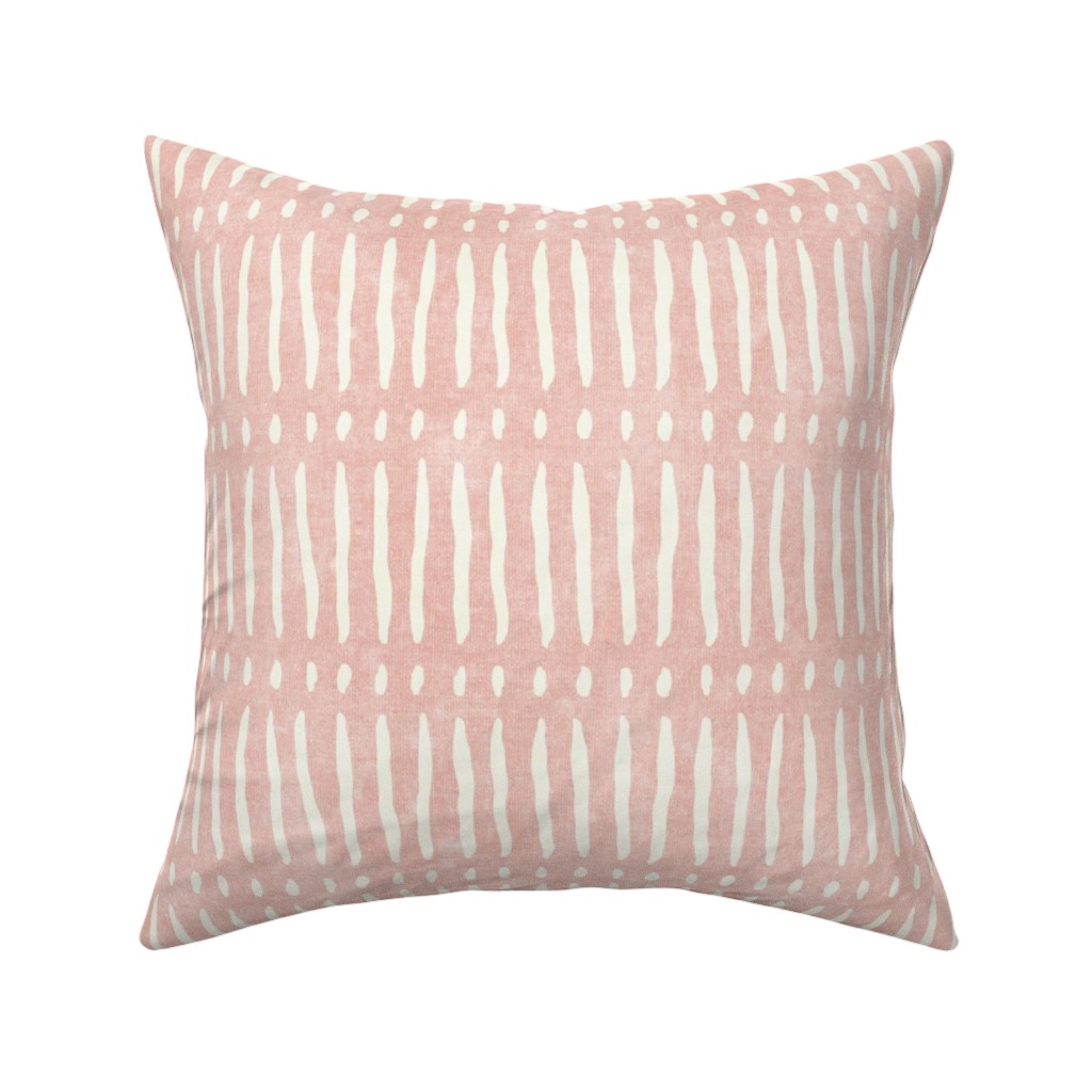 Vertical Dash Stripe Pillow, Woven, Black, 16x16, Single Sided, Pink, Sand