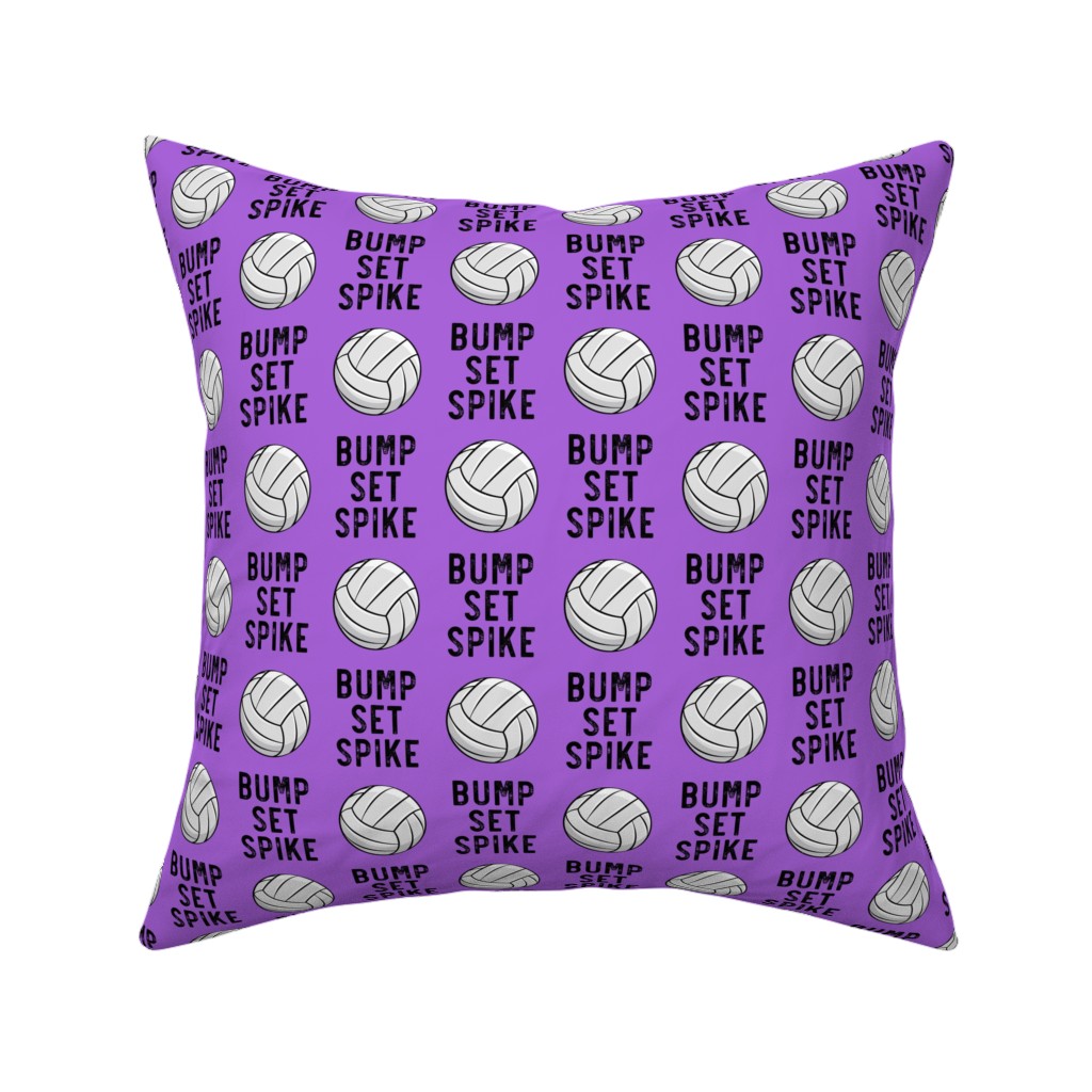 Bump Set Spike Volleyball Pillow, Woven, Black, 16x16, Single Sided, Purple