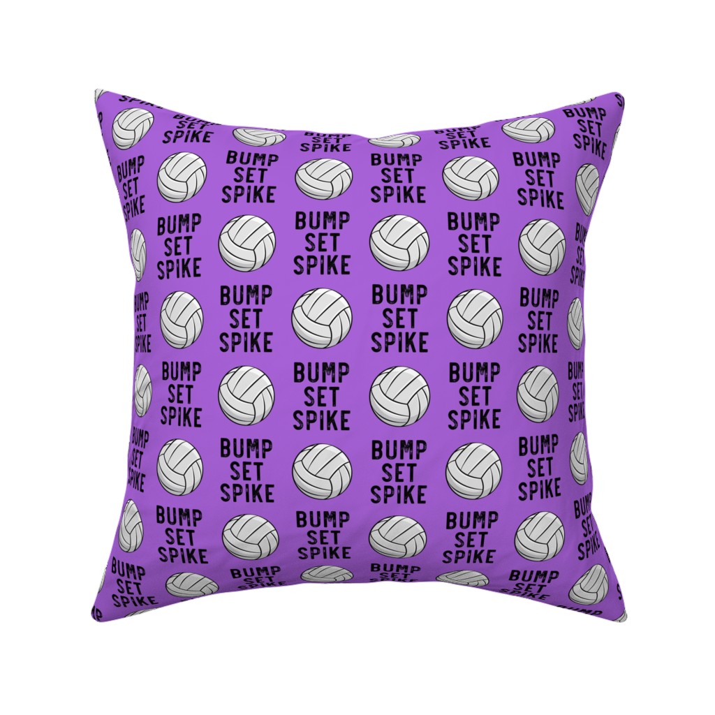 Bump Set Spike Volleyball Pillow, Woven, Black, 16x16, Single Sided, Purple, Lupin