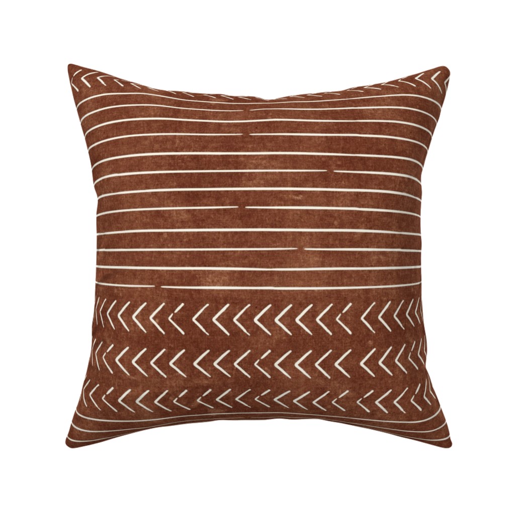 Arrow Stripes Mud Cloth Modern Pillow, Woven, Black, 16x16, Single Sided, Brown, Chestnut