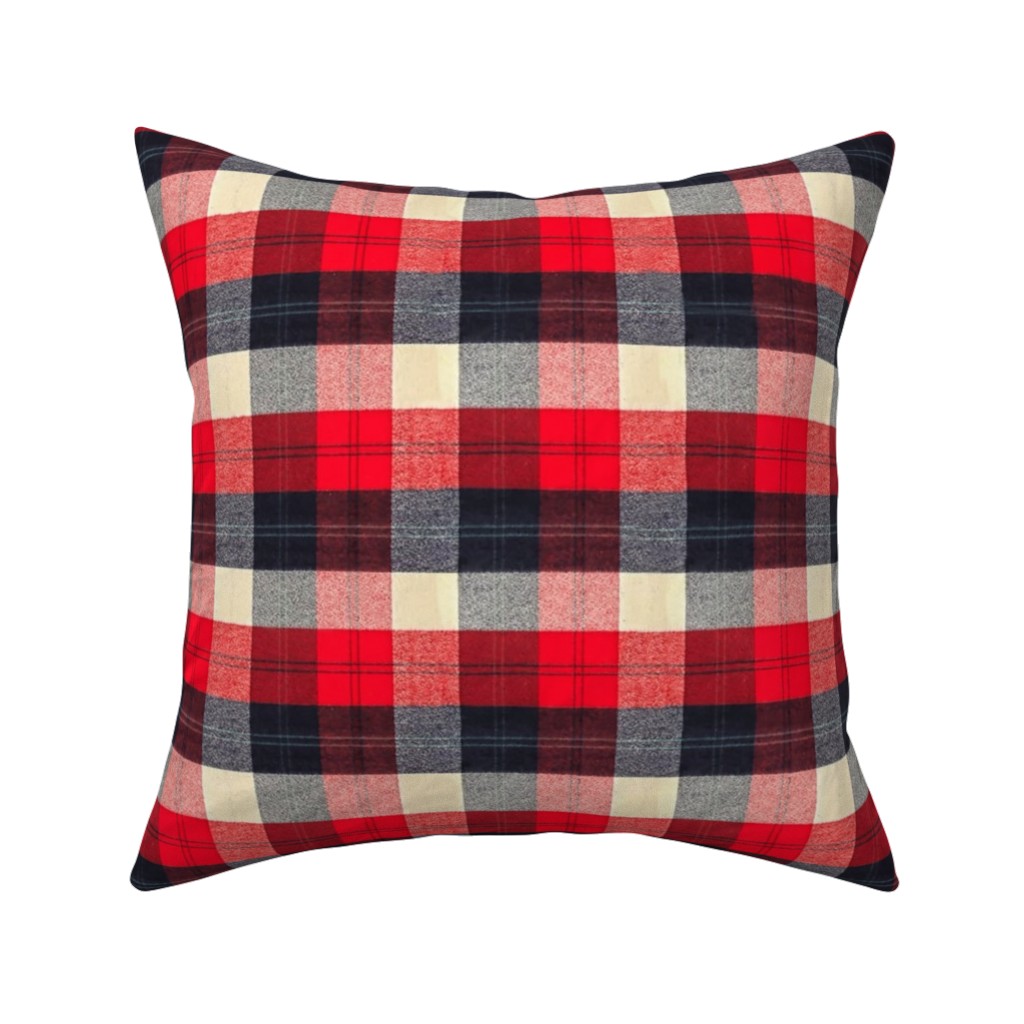 Lumberjack Flannel Buffalo Plaid - Red Pillow, Woven, Black, 16x16, Single Sided, Red