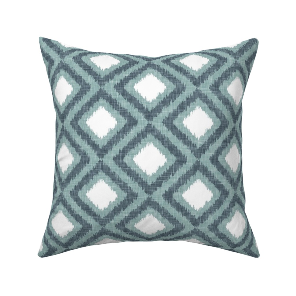 Ikat Diamonds - Dusty Blue Pillow, Woven, Black, 16x16, Single Sided, Blue, True Blue