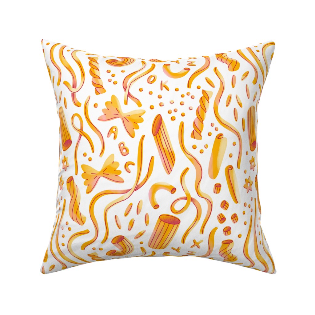 Yummy Noodles Pillow, Woven, Black, 16x16, Single Sided, Orange, Orange