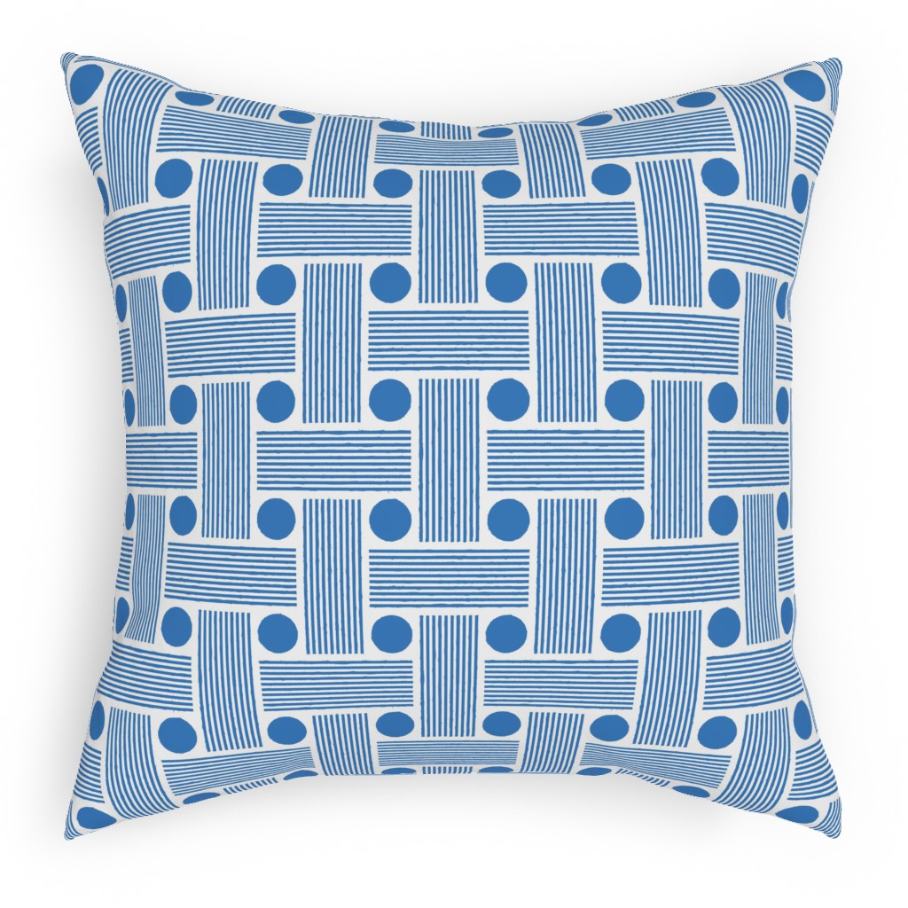Beams - Blue Pillow, Woven, Beige, 18x18, Single Sided, Blue