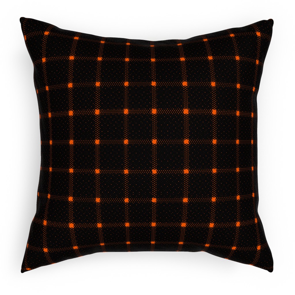 Gridded Plaid Pillow, Woven, Beige, 18x18, Single Sided, Black, Black