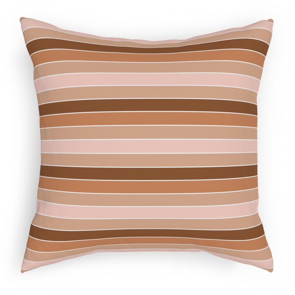 Candy Stripes - Warm Pillow, Woven, Beige, 18x18, Single Sided, Pink