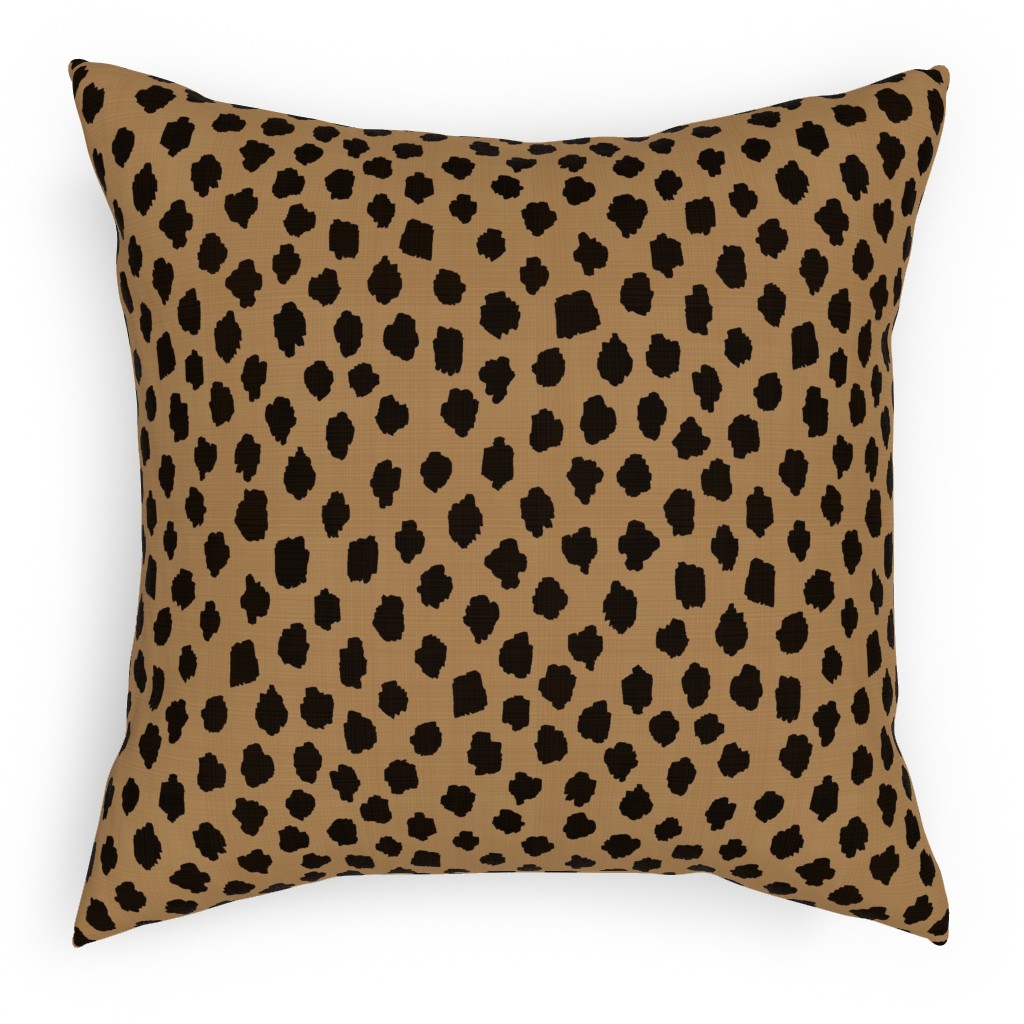 Cheetah Spots - Brown Pillow, Woven, Beige, 18x18, Single Sided, Brown