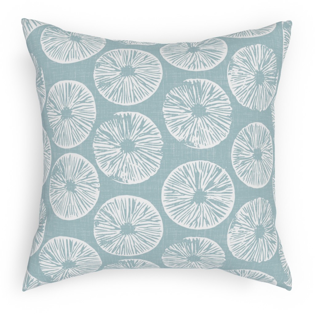 As One - White on Soft Blue Pillow, Woven, Beige, 18x18, Single Sided, Blue, True Blue