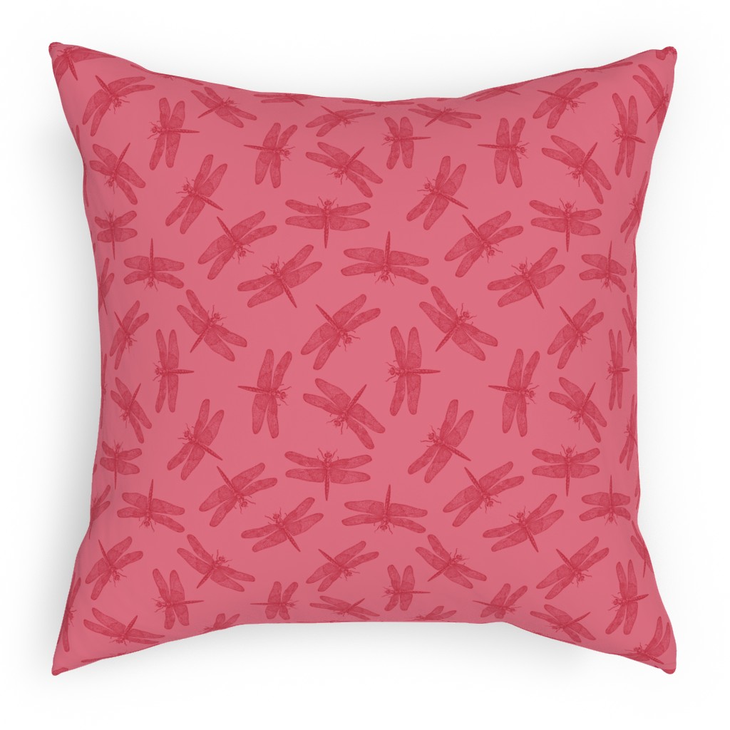 Vintage Dragonfly - Pink Pillow, Woven, Beige, 18x18, Single Sided, Pink