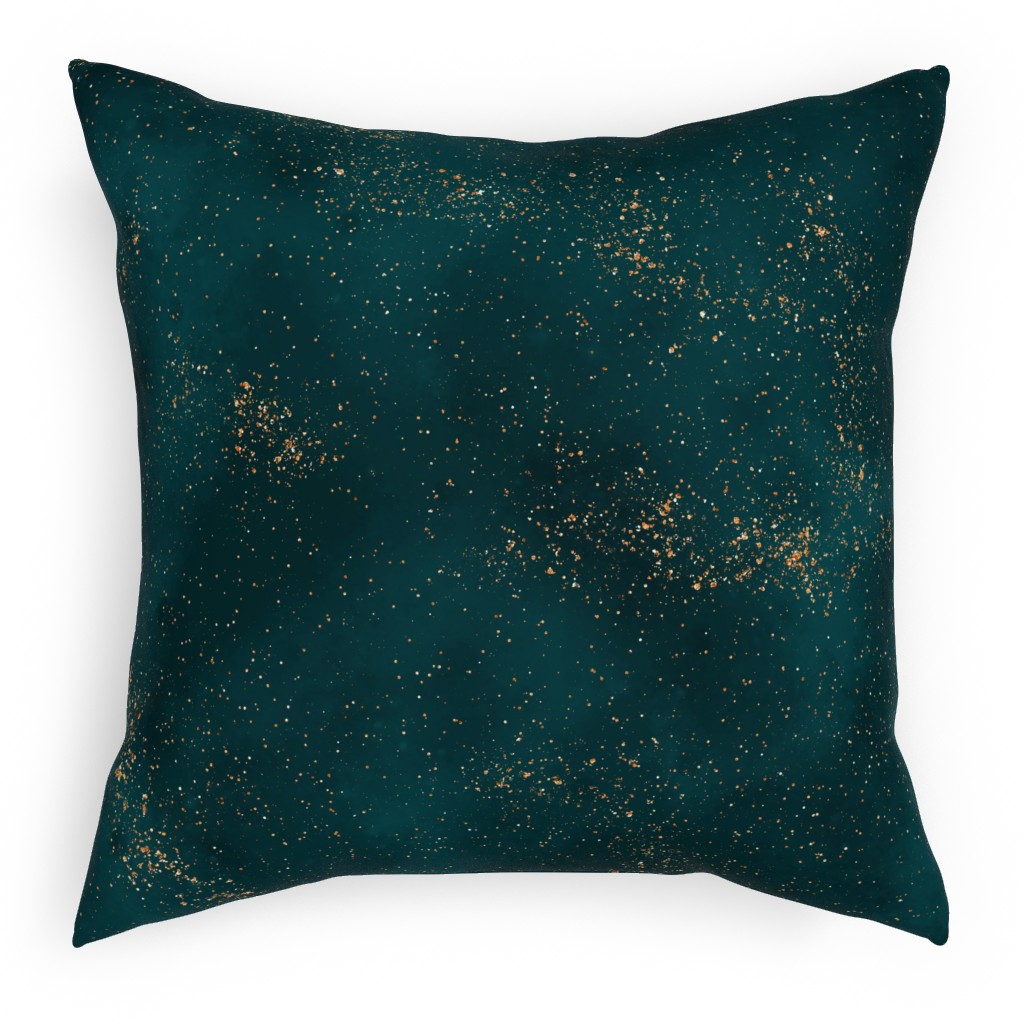 Stardust - Green Pillow, Woven, Beige, 18x18, Single Sided, Green, Classic Green
