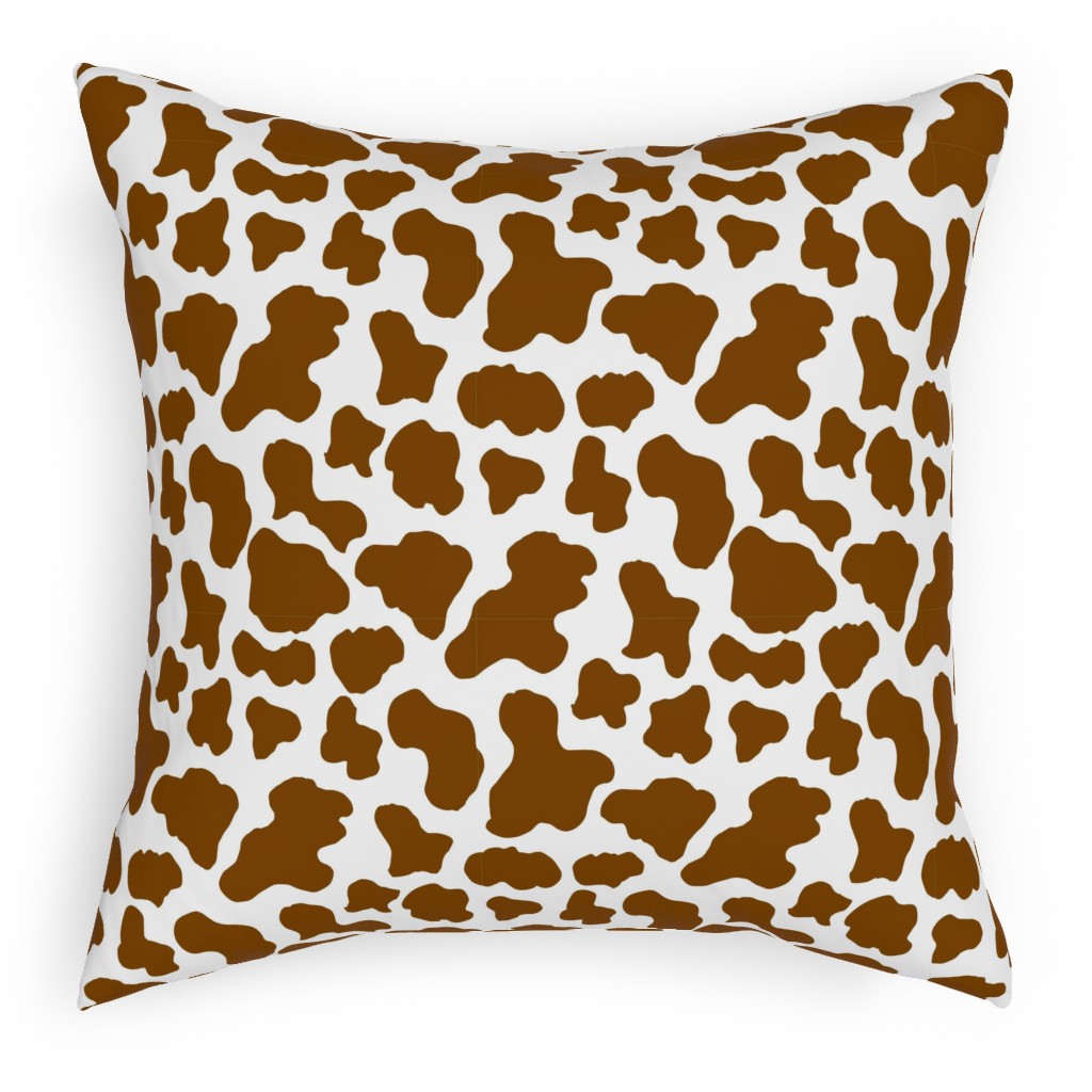 Cow Print Pillow, Woven, Beige, 18x18, Single Sided, Brown, Deep Chocolate