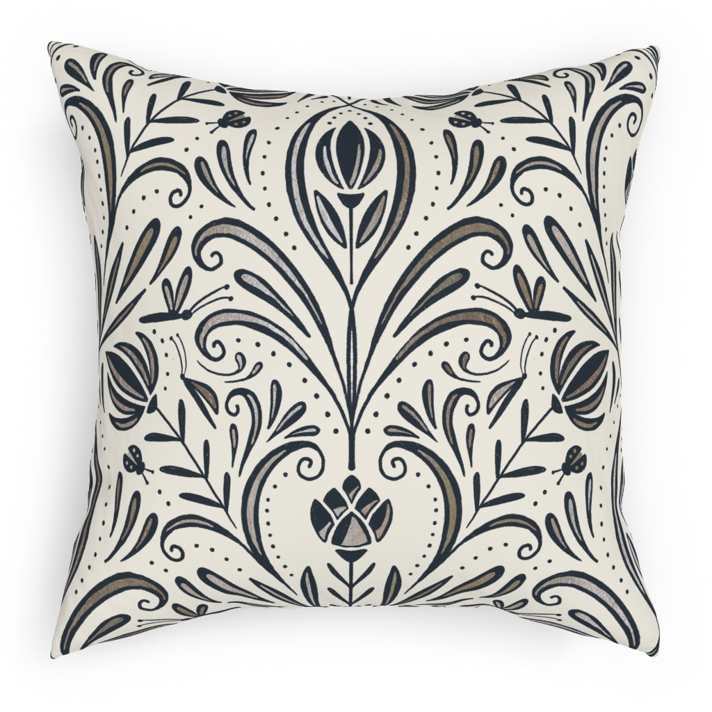 Rochelle Pillow, Woven, Beige, 18x18, Single Sided, Beige, Antique White