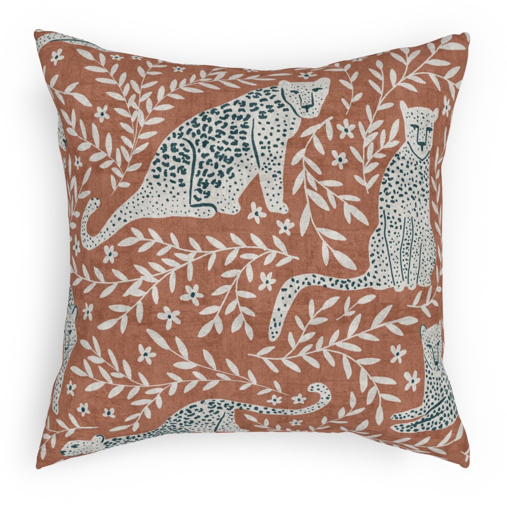Jungle Cat - Redwood Pillow, Woven, Beige, 18x18, Single Sided, Brown
