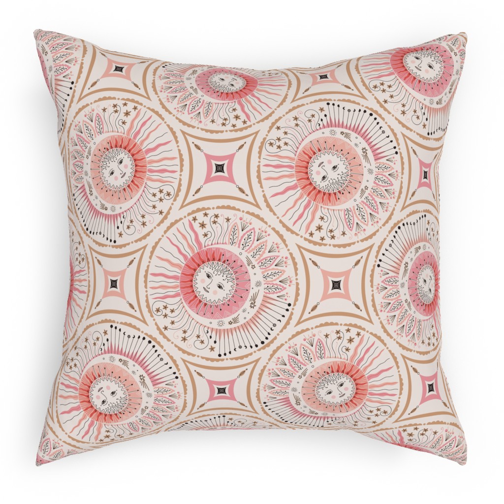 Celestial Talisman in Pink Pillow, Woven, Beige, 18x18, Single Sided, Pink, Bright Pink