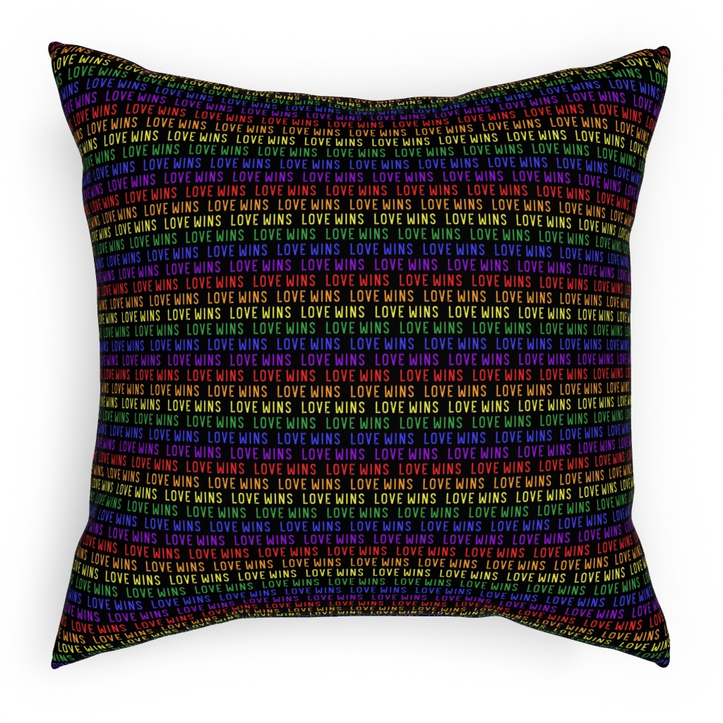 Love Wins Rainbow Pillow, Woven, Beige, 18x18, Single Sided, Multicolor