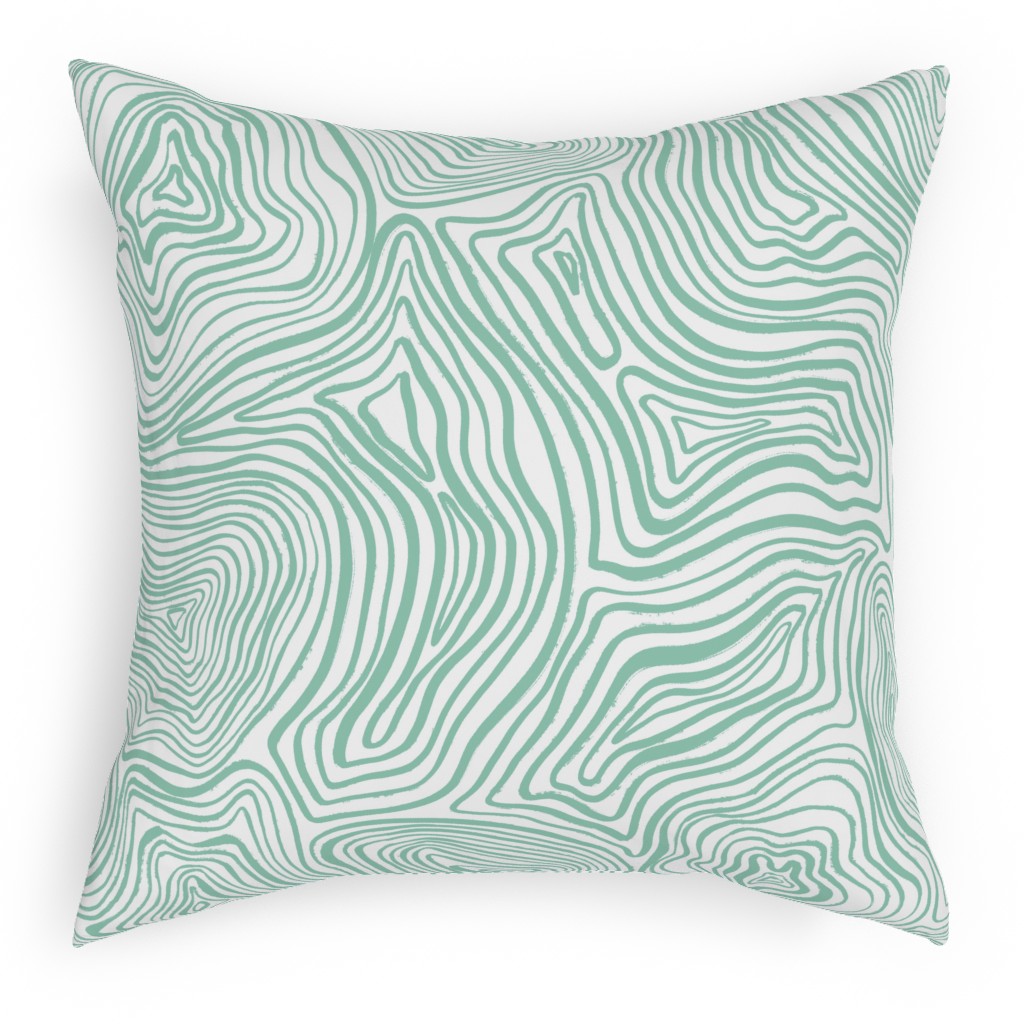 Abstract Wavy Lines - Green Pillow, Woven, Beige, 18x18, Single Sided, Green, Classic Green