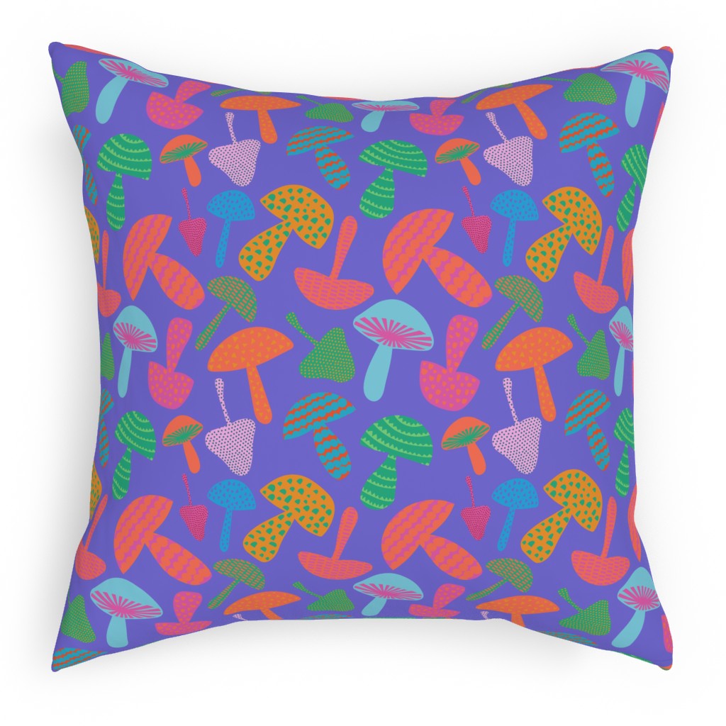 Mushroom Tossed - Bold Pillow, Woven, Beige, 18x18, Single Sided, Purple