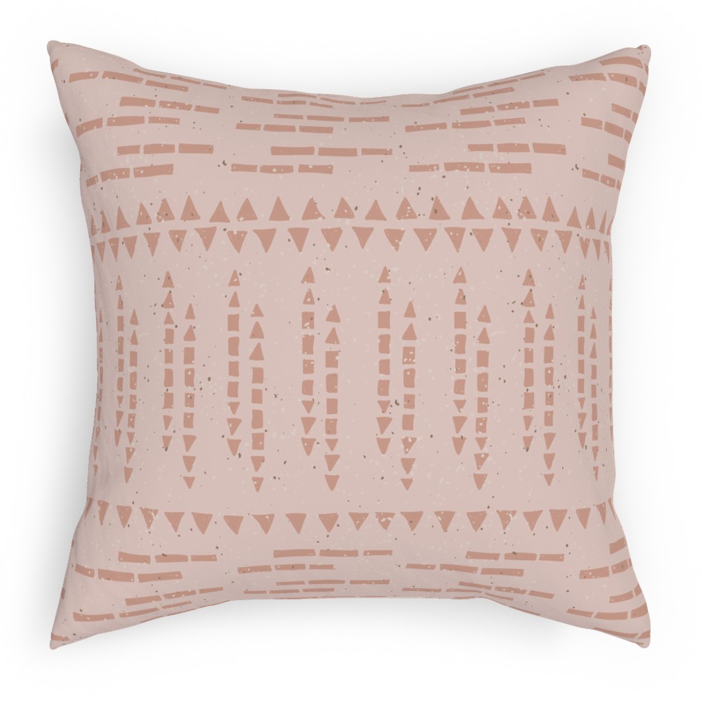 Boho Tribal Dashed Geometric - Pink Pillow, Woven, Beige, 18x18, Single Sided, Pink