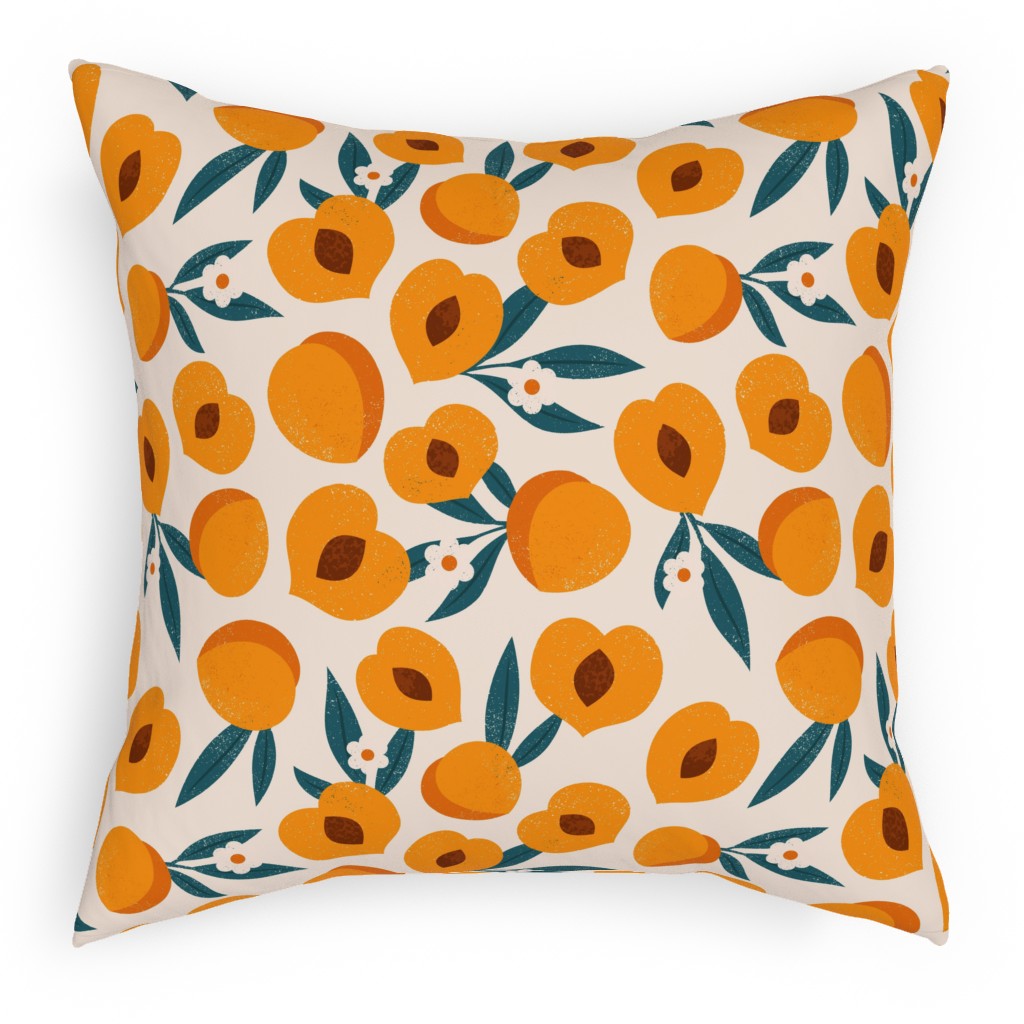 Summer Peches - Orange Pillow, Woven, Beige, 18x18, Single Sided, Orange, Orange