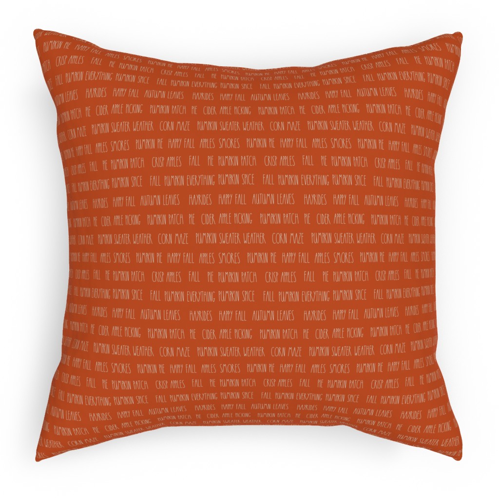 Fall Typography - Orange Pillow, Woven, Beige, 18x18, Single Sided, Orange, Orange
