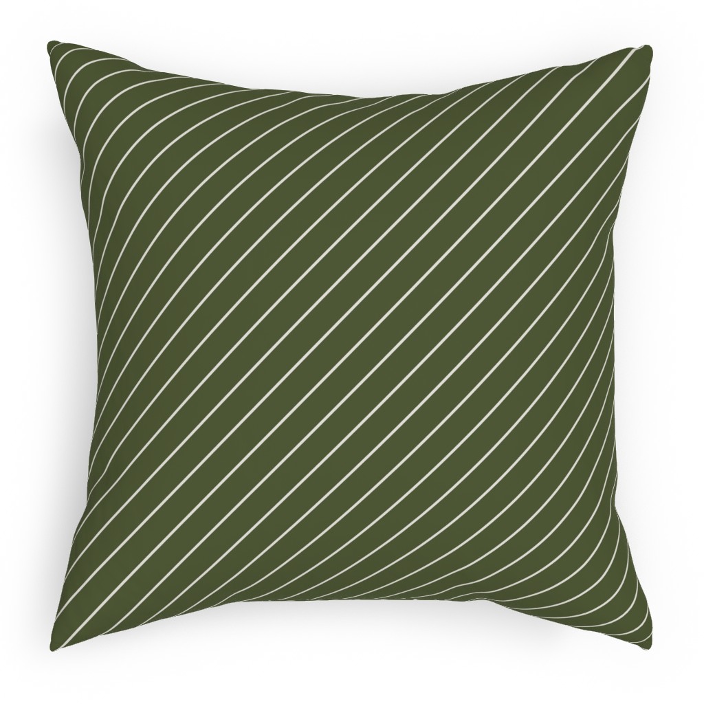 Diagonal Stripes - Pine Green Pillow, Woven, Beige, 18x18, Single Sided, Green, Classic Green