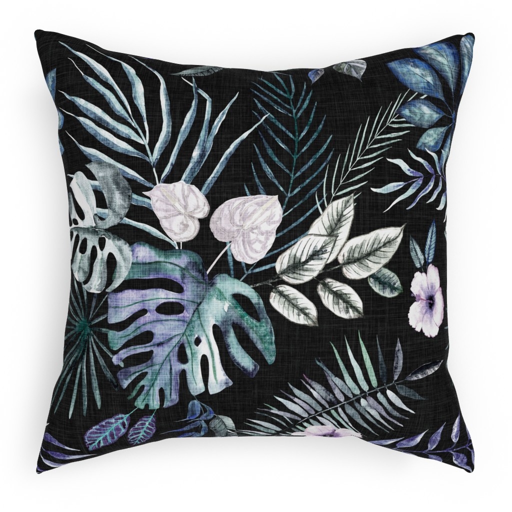 Phantasmagorial Jungle Pillow, Woven, Beige, 18x18, Single Sided, Black, Black