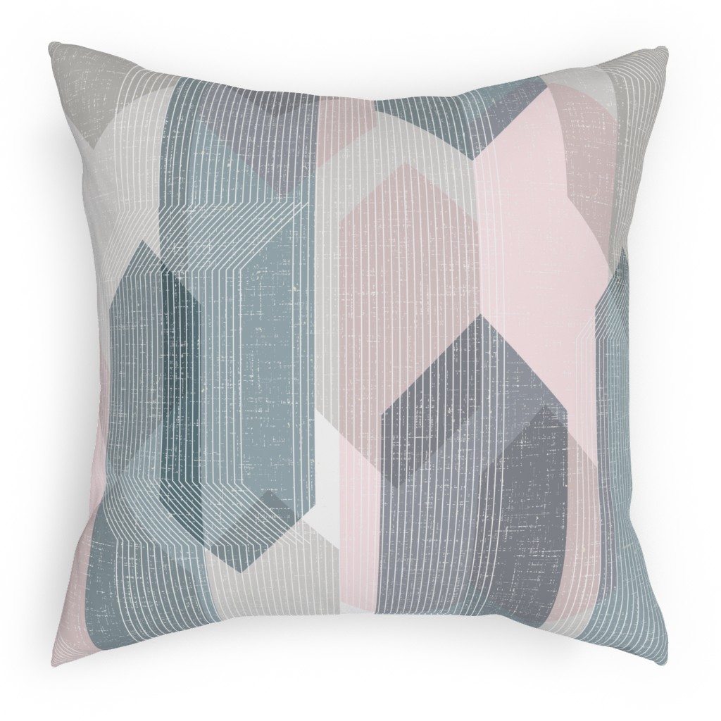 Deco Mod Hex Reflections Pillow, Woven, Beige, 18x18, Single Sided, Gray, Gray